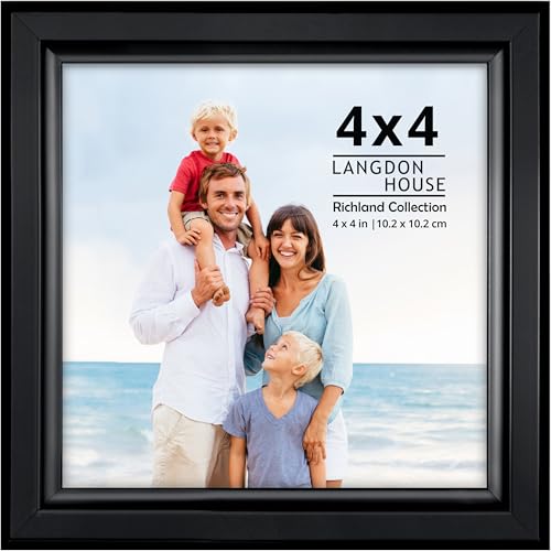 4x4 Black Picture Frame with Bevel Edge - Modern Polystyrene Design