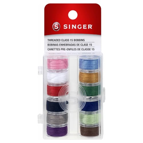 SINGER 21495 Class 15 Transparent Threaded Bobbins - Assorted Colors, 12-Count (Variation: Single)