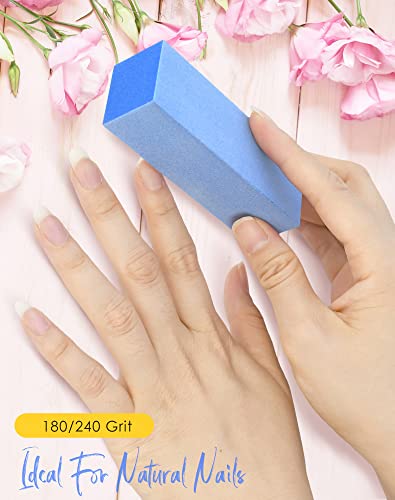 Maryton Nail Buffer Blocks 180/240 Grit 3-Way Professional Nail Files 5 PCS