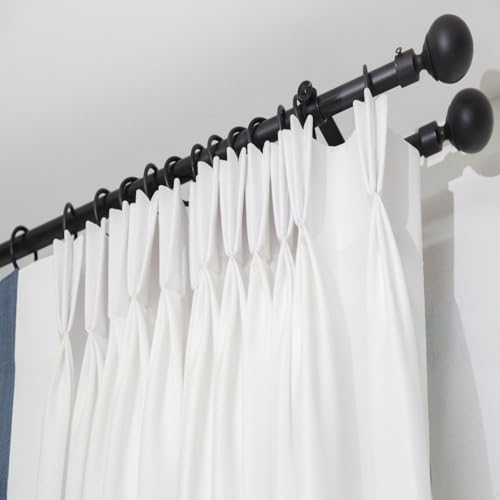 60 Metal Curtain Rings & Hooks Set - Durable Black 30mm Diameter