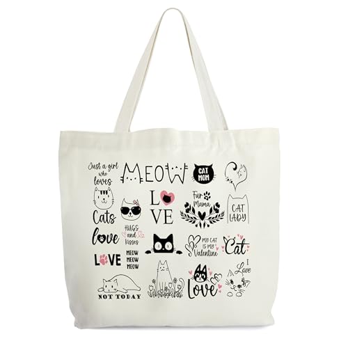 Funny Cat Canvas Tote Bag for Women - Perfect Gift for Cat Lovers
