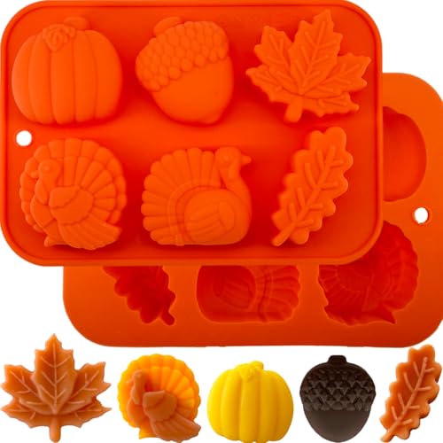 Thanksgiving Silicone Mold Set - 2 Piece Pumpkin & Leaf Molds
