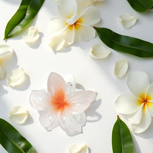 WaigN White Plumeria Flower Hair Claw Clip Hawaiian Strong Hold Jaw