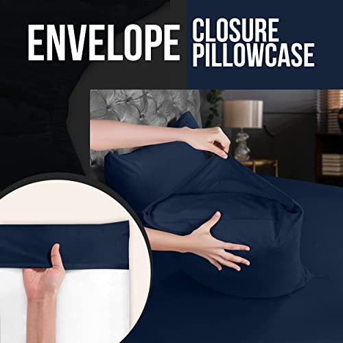 Utopia Bedding Queen Pillowcases, Soft Microfiber Envelope Closure, Navy (2 Set)