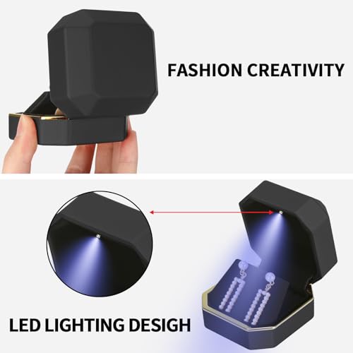LED Velvet Jewelry Storage Box for Earrings & Necklaces - Black