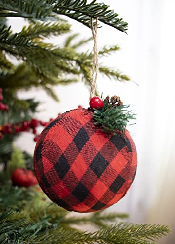 Red Burlap Christmas Hanging Ornaments Farmhouse Rustic Holiday Decor Set 12