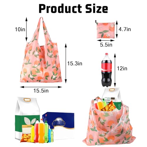 LLMSIX Foldable Reusable Grocery Bags - 3PCS Durable Tote Set