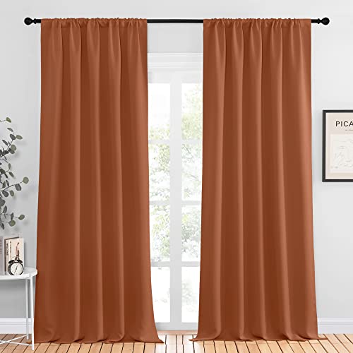 NICETOWN Blackout Curtains - 52x95 Inch Rod Pocket Drapes, Burnt Orange (Set of 2)