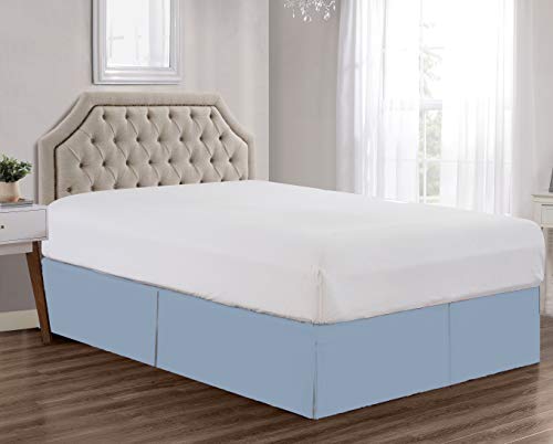 Queen Bed Skirt 14-Inch Drop Solid Light Blue Microfiber