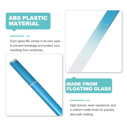 HARFINGTON Glass Nail File with Case 280 Grit Double Sided Blue