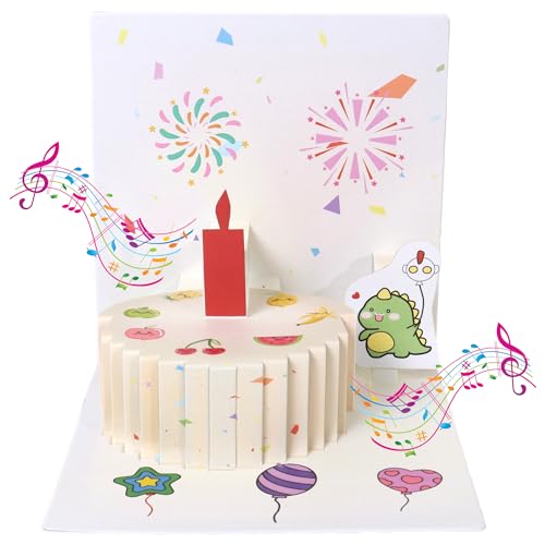 3D Pop-Up Birthday Card with LED Lights & Music for All Ages