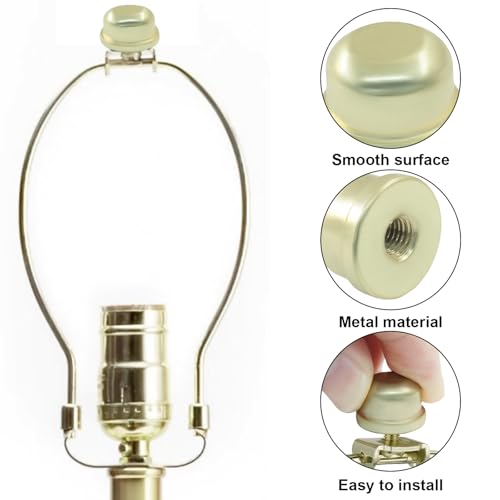 Gold Metal Lamp Finials - 2 Pack, 1/4-27 Thread for Table & Floor Lamps