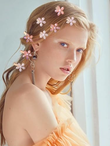 Campsis 8PCS Small Flower Hair Claws Pearl Crystal Mini Barrettes