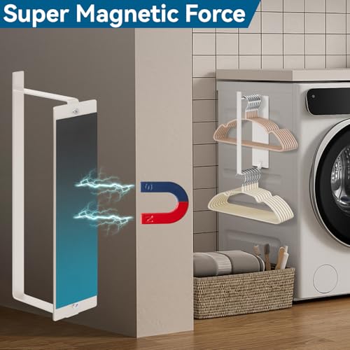 Magnetic Hanger Organizer for Laundry Room, White Carbon Steel Stacker