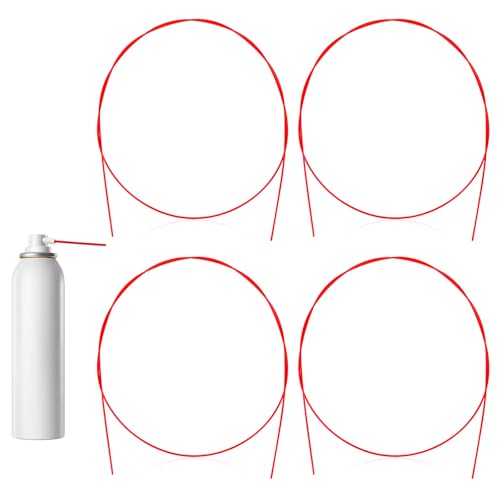 4 Pcs 51 Inch Flexible Spray Can Nozzle Straws - Red Plastic Extension Hoses for Automotive