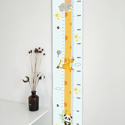 MinoMia Kids Growth Chart - Giraffe Canvas Height Ruler with Wood Frame