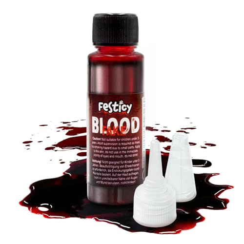 Festicy Washable Fake Blood 0.88 fl oz - Realistic SFX Makeup for Halloween Vampire & Zombie Costumes