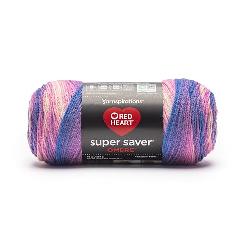 Red Heart Super Saver Ombre Yarn, Party Colorway, 2-Pack Worsted Weight