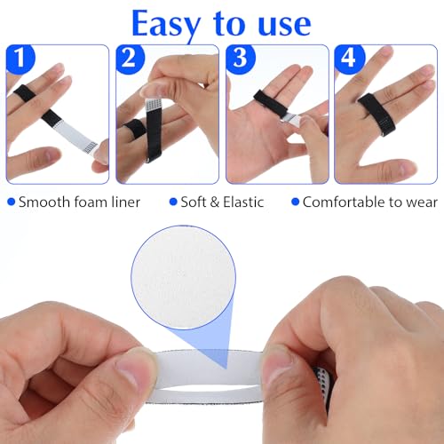 10 Pack Hook and Loop Finger Wrap, Washable and Reusable Buddy Straps for Fingers, Buddy Tape Finger Straps, Finger Buddy Straps for Injured Finger Support (Black)