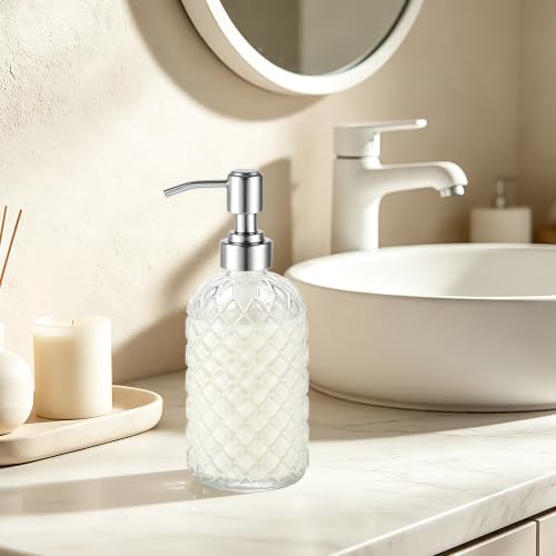 Glass Soap Dispenser Refillable Pump for Bathroom & Kitchen - Clear