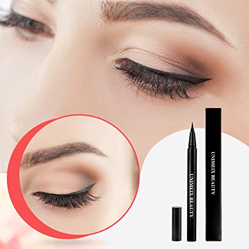 UNIMEIX Waterproof Liquid Eyeliner Pen - 12H Long-Lasting Black Eye Liner