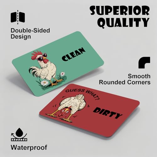 Rooster Dishwasher Magnet - Clean Dirty Sign, Green Farmhouse Kitchen Decor