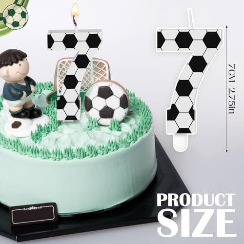 Soccer Number 7 Candle - Birthday Cake Topper for Kids & Adults