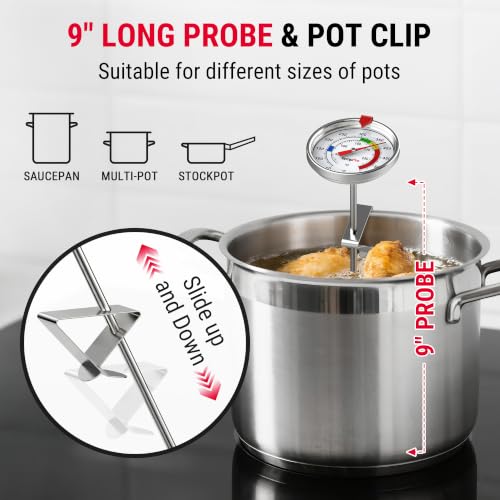 TempPro 9" Mechanical Candy & Deep Fryer Thermometer with Pot Clip
