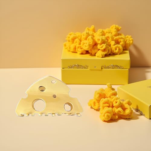 Cute Cheese Acetate Hair Claw Clip Yellow Hollow Shark Hair Clip
