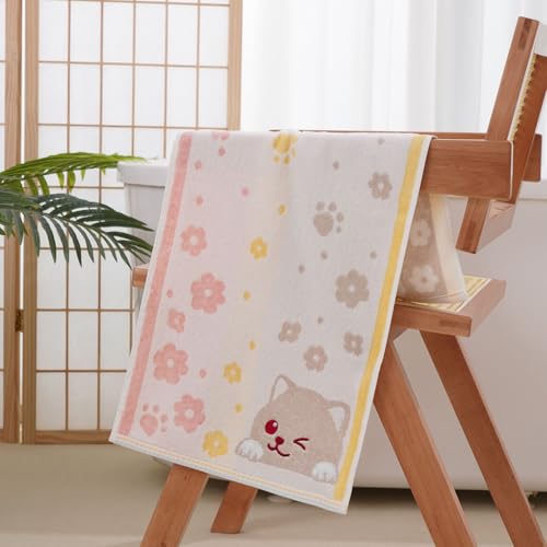 Kissvian 2-Pack Cute Cat Hand Towel Set - Soft Cotton Decorative Washcloths