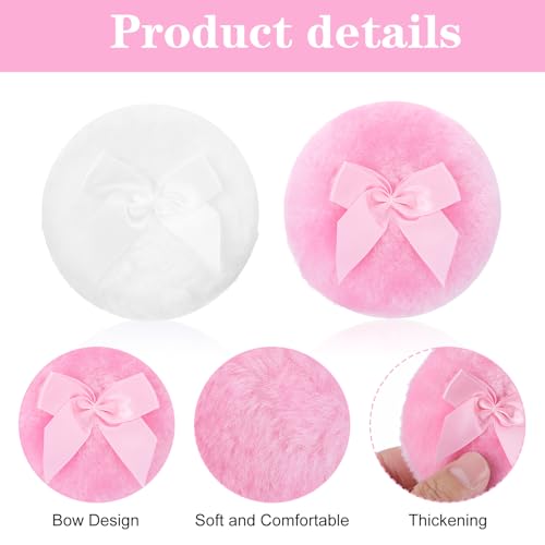 Large Fluffy Powder Puff 2-Pack - 3.5 Inch Soft Body & Loose Powder Puff