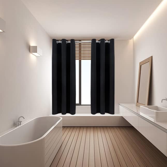 Pickluc Grommet Blackout Curtains - Light Blocking & Thermal Insulated Drapes | 42" x 54", Black, 2 Panels