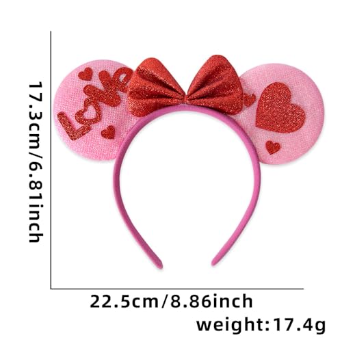 Valentine Heart Headband Glitter Hair Hoop Red Pink Party Accessory
