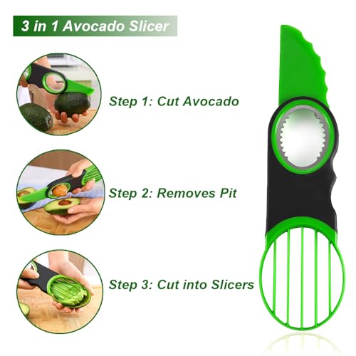 Stainless Steel Avocado Slicer, Corer & Paring Knife Set - 3-in-1 Kitchen Tool