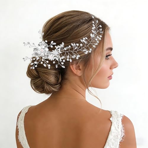 Moikolok Bridal Rhinestone Hair Comb for Wedding Updos and Hairstyles