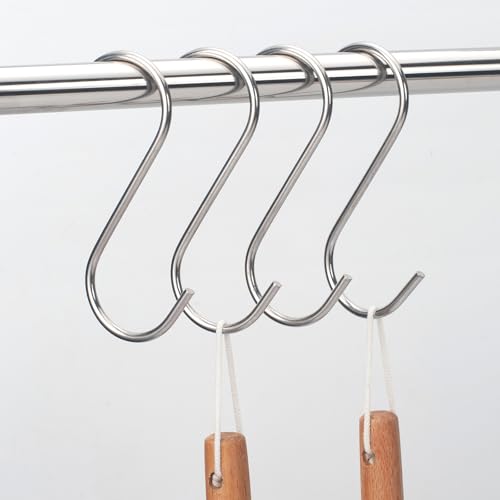 YANGQIHOME Stainless Steel S-Shaped Hooks - 6 Pack for Towels, Coats, and Kitchen Items