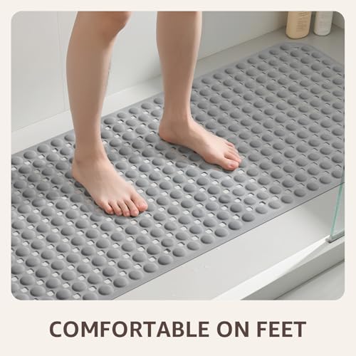 OTHWAY Non-Slip Bathtub Mat, 35x16 Inch Shower Floor Liner - Grey