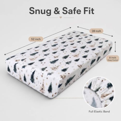 Woodland Themed Flannel Fleece Crib Sheets Set - 2 Pack, Toddler & Baby Bed Bedding