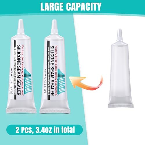 2 Pcs Tent Seam Sealer Waterproof Fast Dry Clear Sealant for Tents, Tarps, Awnings