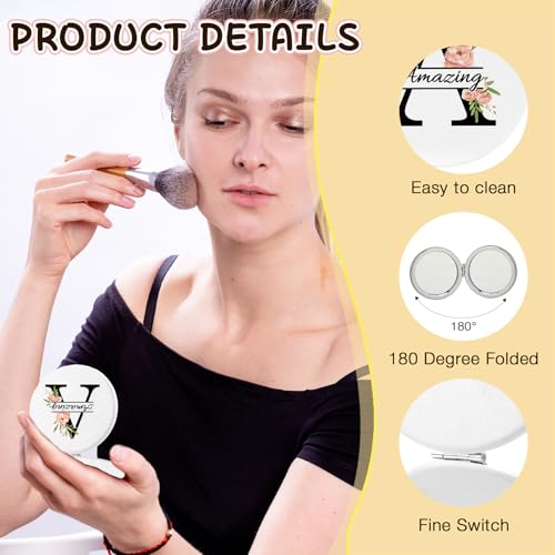 Tamnioa Initial A Compact Mirror - Personalized Pocket Makeup Mirror for Women