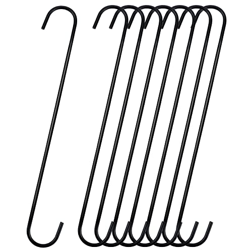 Bercoor Heavy Duty 11.8 Inch Black S Hooks - Large Plant & Kitchen Organizer