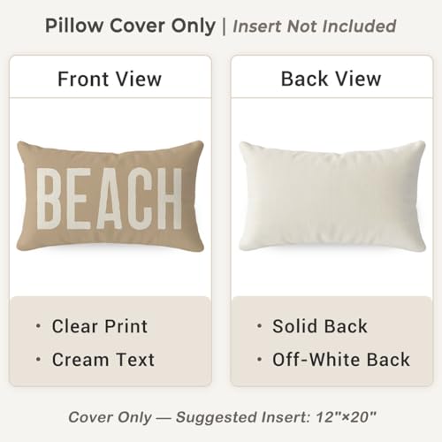PANDICORN Summer Beach Throw Pillow Cover 12x20 Inch - Sand Beige