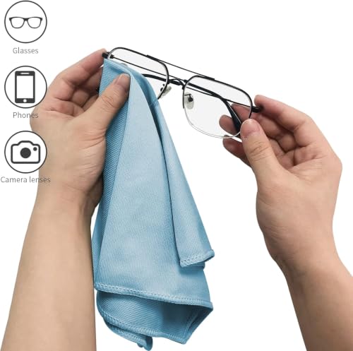 Puomue 12-Pack Microfiber Glass Cleaning Cloths, 12x16 Inch, Blue