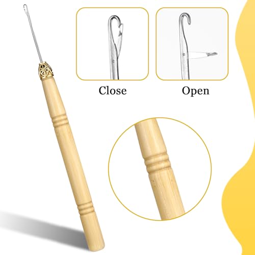 Hair Extension Loop Needle Threader Pulling Hook Tool Kit - 4 Pack