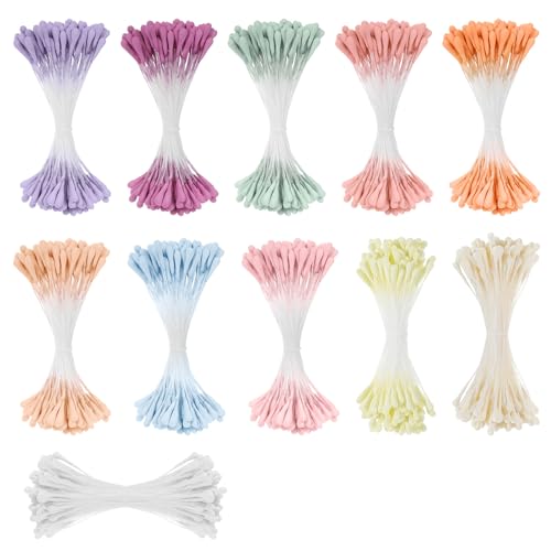 1100PCS Artificial Pearl Flower Stamens - 2MM Double Heads for Crafts