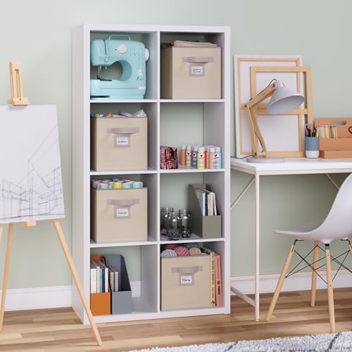 ClosetMaid 11-Inch Fabric Storage Bin with Handle and Label Window, Tan
