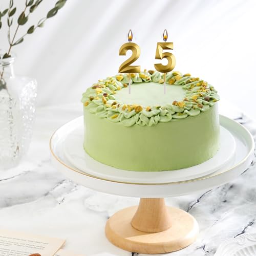 Elegant 25th & 52nd Birthday Candles - Smokeless Number Toppers