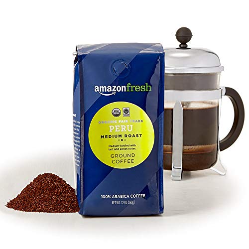 Amazon Fresh Organic Fair Trade Peru Ground Coffee, Medium Roast, 3-Pack