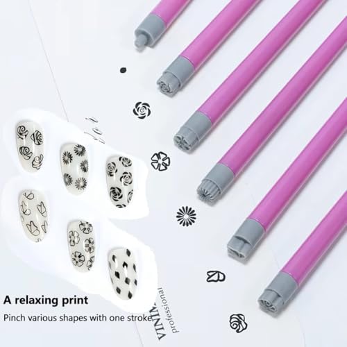 Darfooper 4-Piece Nail Art Stamp Pen Set with Patterns for DIY Manicures