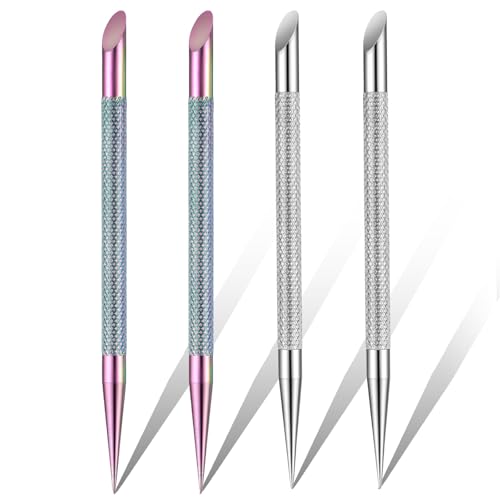 Xelsluthe Stainless Steel Nail Cleaner & Cuticle Pusher, 4 Pack